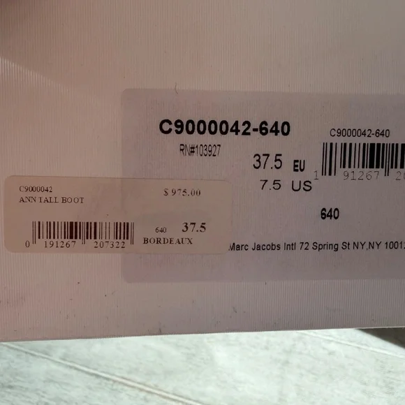 Marc Jacobs Knee-High Heeled Boots Bordeaux Size 7.5 (37.5) - Picture 4 of 6